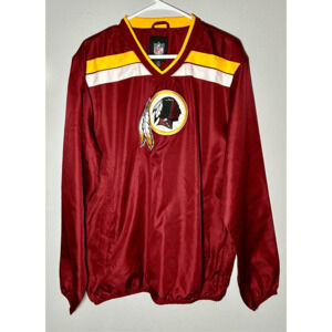 Washington Redskins V-neck Burgundy Gold Pullover Windbreaker NFL Apparel Sz L